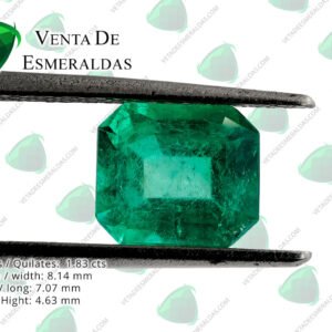 Esmeralda Natural de Colombia Muzo, talla Rectangular de 1.83 quilates Calidad AA+