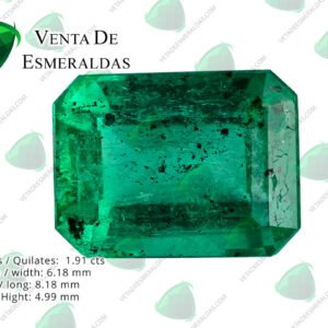 Esmeralda Natural de Colombia Muzo con inclusiones y carbones, 1.91 quilates Calidad AA+