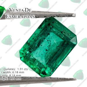 Esmeralda Natural de Colombia Muzo con inclusiones y carbones, 1.91 quilates Calidad AA+